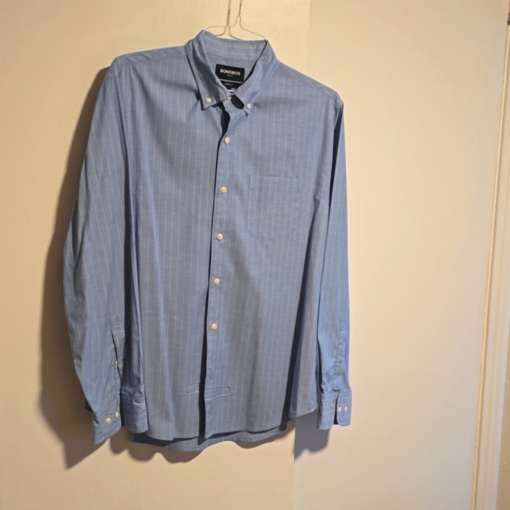 Mens Bonobos Pinstripped Stretch Shirt